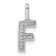 Diamond Letter F Initial Charm Pendant in Real 14k White Gold