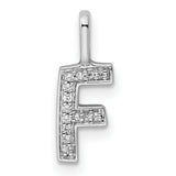 Diamond Letter F Initial Charm Pendant in Real 14k White Gold