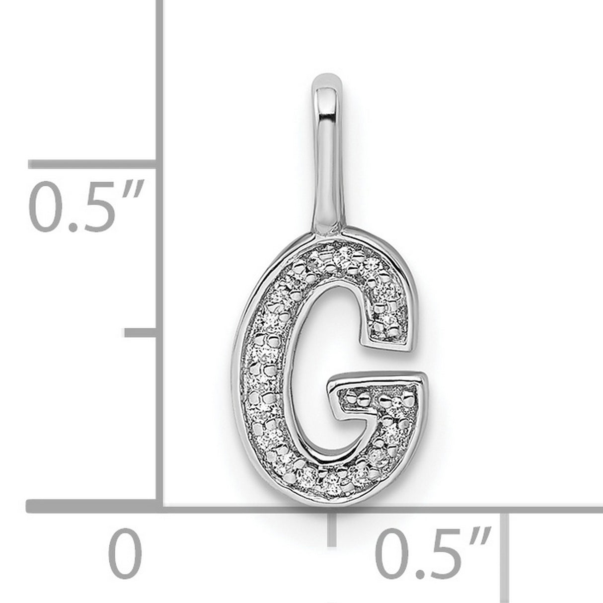 14k White Gold Letter G Pendant with Pavé Diamonds, Initial Charm for Women or Unisex
