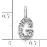 14k White Gold Letter G Pendant with Pavé Diamonds, Initial Charm for Women or Unisex