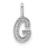 14k White Gold Letter G Pendant with Pavé Diamonds, Initial Charm for Women or Unisex
