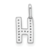 14k White Gold Letter H Pendant with Pavé Diamonds, Initial Charm Jewelry