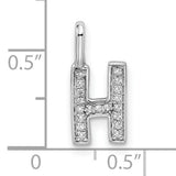 14k White Gold Letter H Pendant with Pavé Diamonds, Initial Charm Jewelry