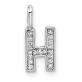 14k White Gold Letter H Pendant with Pavé Diamonds, Initial Charm Jewelry
