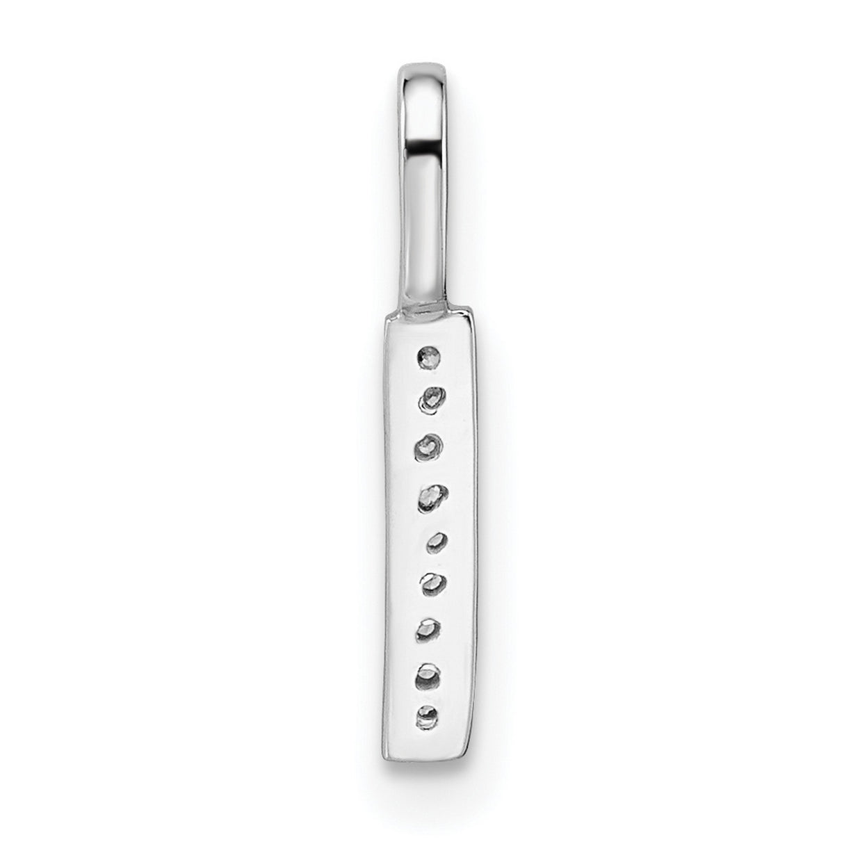 14k White Gold Diamond Bar Pendant with Sleek Vertical Minimalist Design for Women
