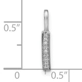14k White Gold Diamond Bar Pendant with Sleek Vertical Minimalist Design for Women