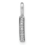 14k White Gold Diamond Bar Pendant with Sleek Vertical Minimalist Design for Women