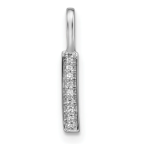14k White Gold Diamond Bar Pendant with Sleek Vertical Minimalist Design for Women