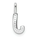 14k White Gold Letter J Pendant with Diamond Accents, Monogram Charm for Women