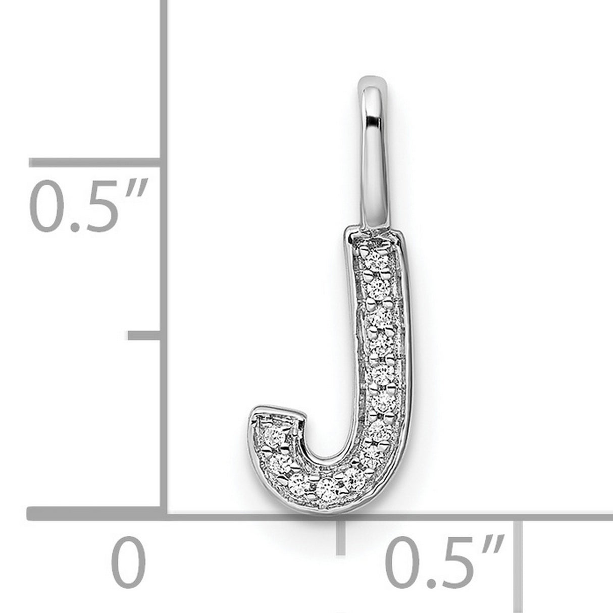 14k White Gold Letter J Pendant with Diamond Accents, Monogram Charm for Women
