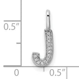 14k White Gold Letter J Pendant with Diamond Accents, Monogram Charm for Women