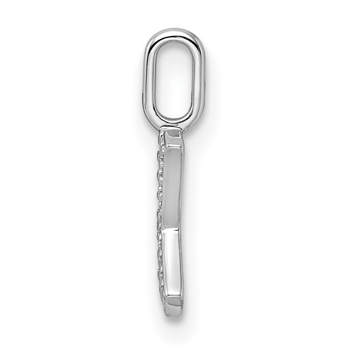14k White Gold Letter K Pendant with Pavé Cubic Zirconia, Dainty Initial Charm Jewelry