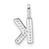 14k White Gold Letter K Pendant with Pavé Cubic Zirconia, Dainty Initial Charm Jewelry