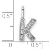 14k White Gold Letter K Pendant with Pavé Cubic Zirconia, Dainty Initial Charm Jewelry