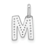 14k White Gold Letter M Pendant with Pavé Diamonds, Initial Charm for Women