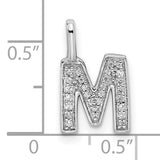 14k White Gold Letter M Pendant with Pavé Diamonds, Initial Charm for Women