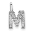 14k White Gold Letter M Pendant with Pavé Diamonds, Initial Charm for Women
