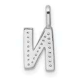 14k White Gold Diamond Initial N Pendant, Block Letter Pavé Charm for Women