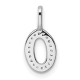 14k White Gold Diamond Initial Pendant, Letter O, Oval Monogram Charm, Polished Finish