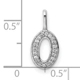 14k White Gold Diamond Initial Pendant, Letter O, Oval Monogram Charm, Polished Finish