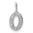 14k White Gold Diamond Initial Pendant, Letter O, Oval Monogram Charm, Polished Finish
