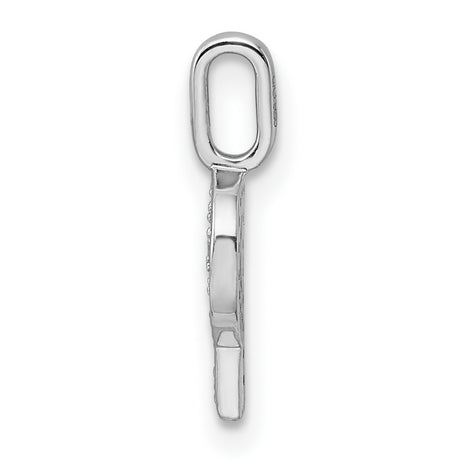 14k White Gold Letter P Pendant Charm with Diamond Accents, Pavé Set Initial Jewelry