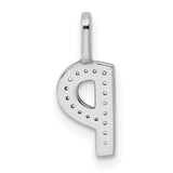 14k White Gold Letter P Pendant Charm with Diamond Accents, Pavé Set Initial Jewelry