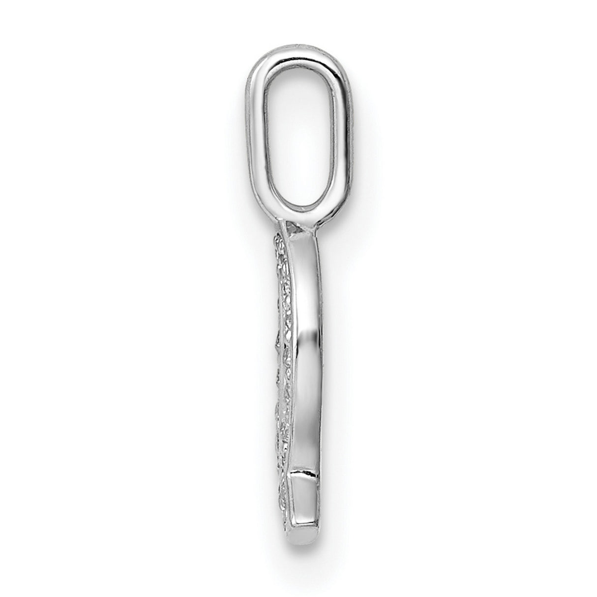14k White Gold Diamond Letter Q Pendant, Pavé Set Initial Charm for Women or Unisex Wear