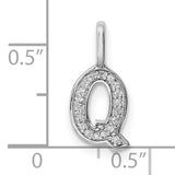 14k White Gold Diamond Letter Q Pendant, Pavé Set Initial Charm for Women or Unisex Wear