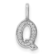 14k White Gold Diamond Letter Q Pendant, Pavé Set Initial Charm for Women or Unisex Wear