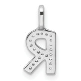 14k White Gold Letter R Pendant with Diamond Accent, Custom Initial Charm for Women