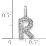 14k White Gold Letter R Pendant with Diamond Accent, Custom Initial Charm for Women