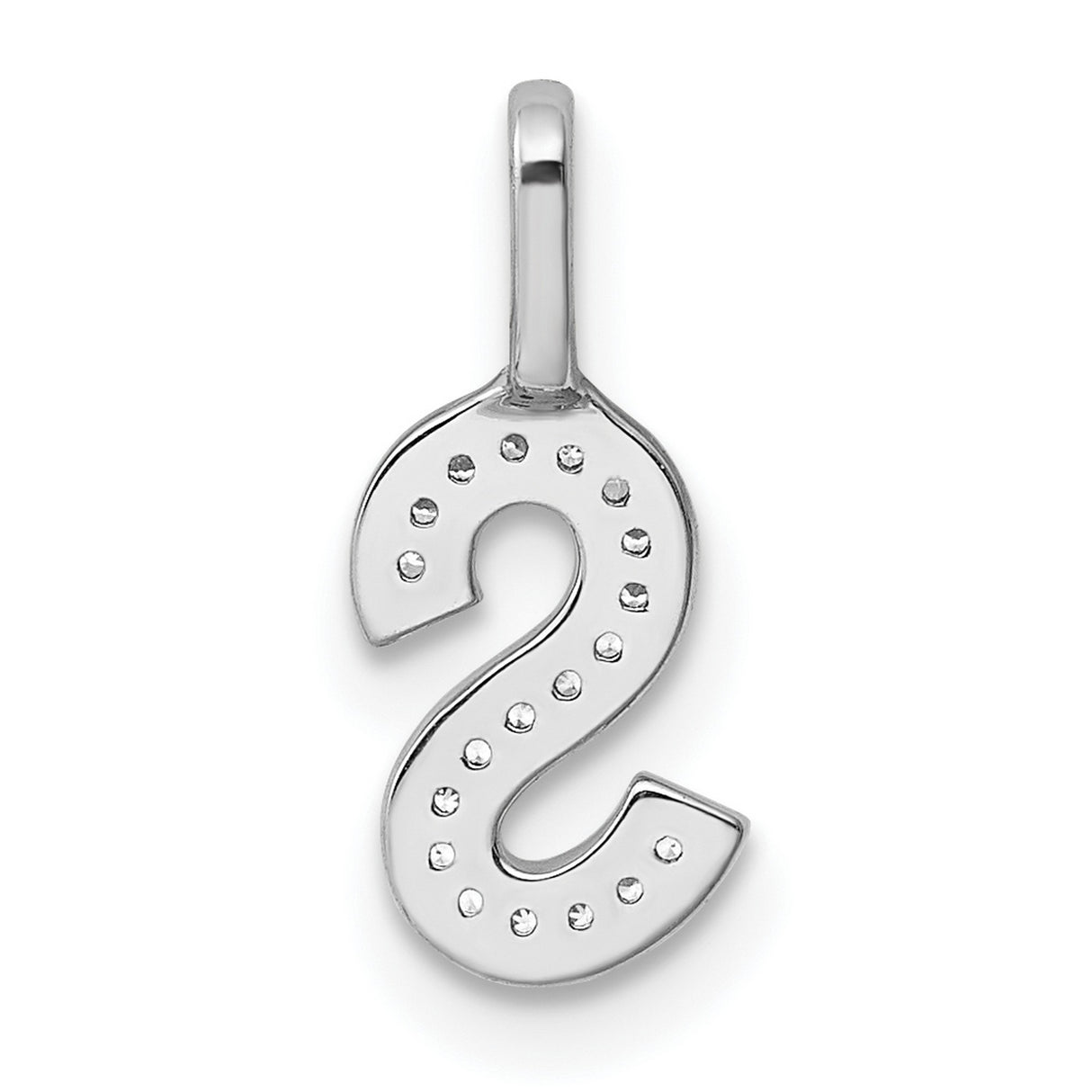 14k White Gold Initial S Pendant with Pavé Diamonds, Dainty Letter Charm for Women