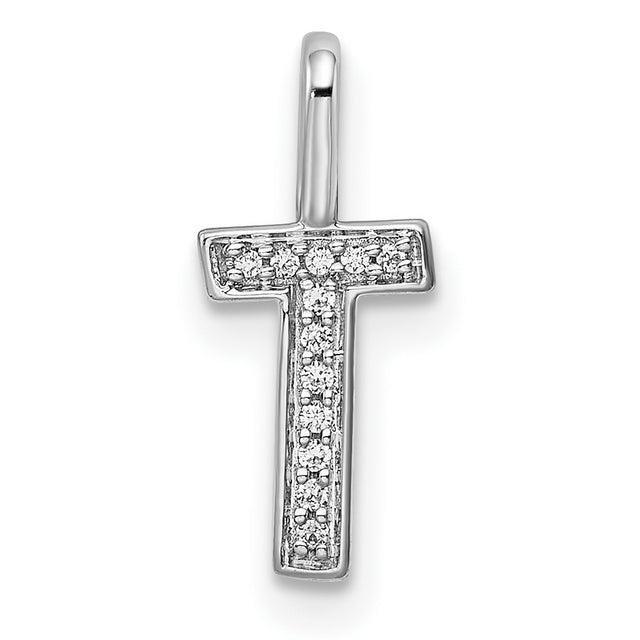 14k White Gold Cross Pendant with Inset Diamonds, Christian Religious Jewelry for Women
