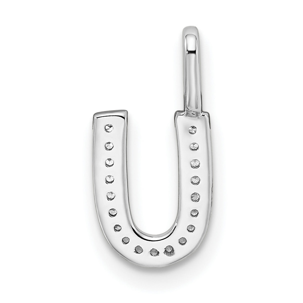 Diamond Letter U Initial Charm Pendant in Real 14k White Gold