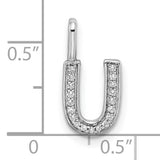 Diamond Letter U Initial Charm Pendant in Real 14k White Gold