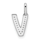 Diamond Letter V Initial Charm Pendant in Real 14k White Gold