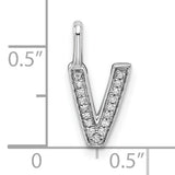 Diamond Letter V Initial Charm Pendant in Real 14k White Gold
