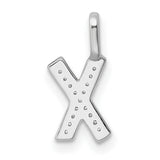 14k White Gold X Pendant with Pavé Diamonds, Dainty Letter Charm Necklace for Women