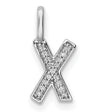 14k White Gold X Pendant with Pavé Diamonds, Dainty Letter Charm Necklace for Women