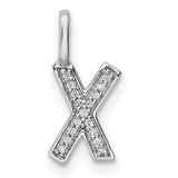 14k White Gold X Pendant with Pavé Diamonds, Dainty Letter Charm Necklace for Women