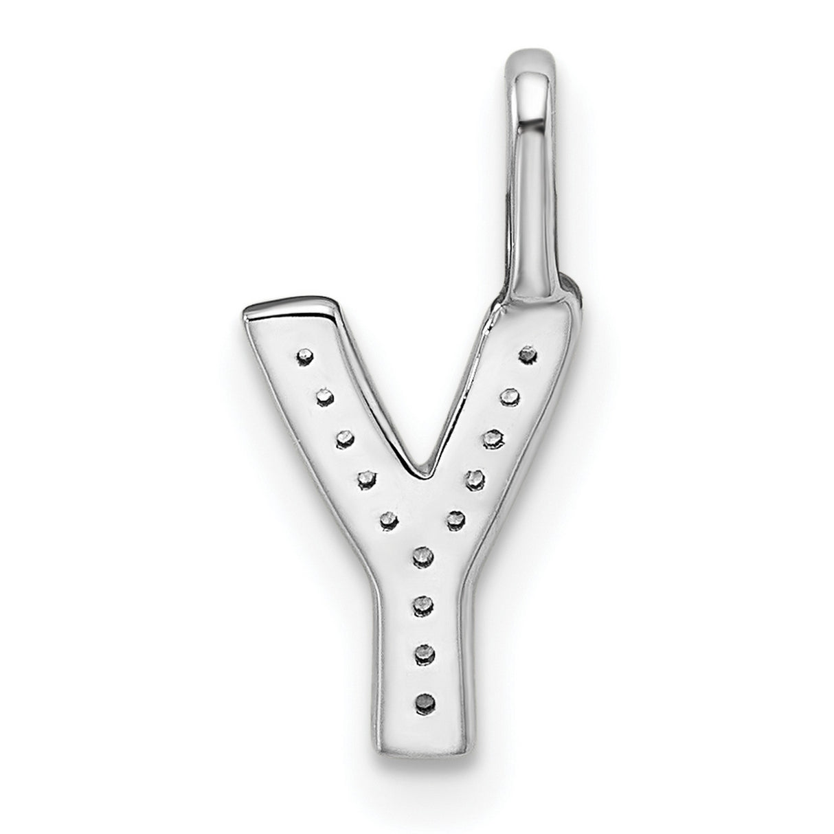 14k White Gold Initial Y Pendant with Pave Diamonds, Letter Charm Jewelry for Women