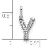 14k White Gold Initial Y Pendant with Pave Diamonds, Letter Charm Jewelry for Women