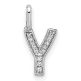 14k White Gold Initial Y Pendant with Pave Diamonds, Letter Charm Jewelry for Women