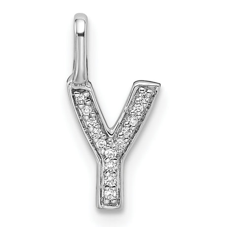 14k White Gold Initial Y Pendant with Pave Diamonds, Letter Charm Jewelry for Women