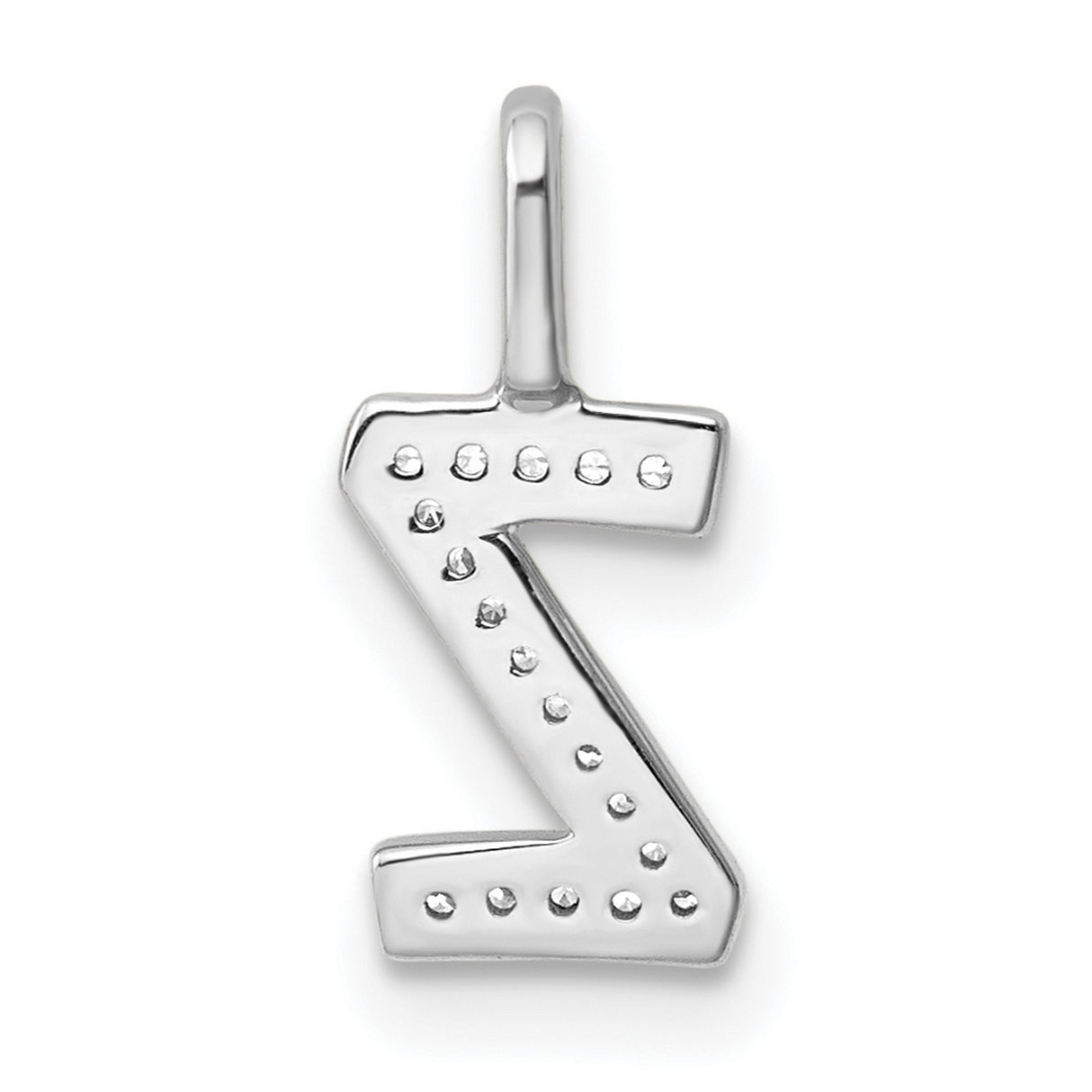 Diamond Letter Z Initial Charm Pendant in Real 14k White Gold