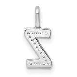 Diamond Letter Z Initial Charm Pendant in Real 14k White Gold