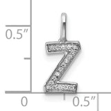 Diamond Letter Z Initial Charm Pendant in Real 14k White Gold
