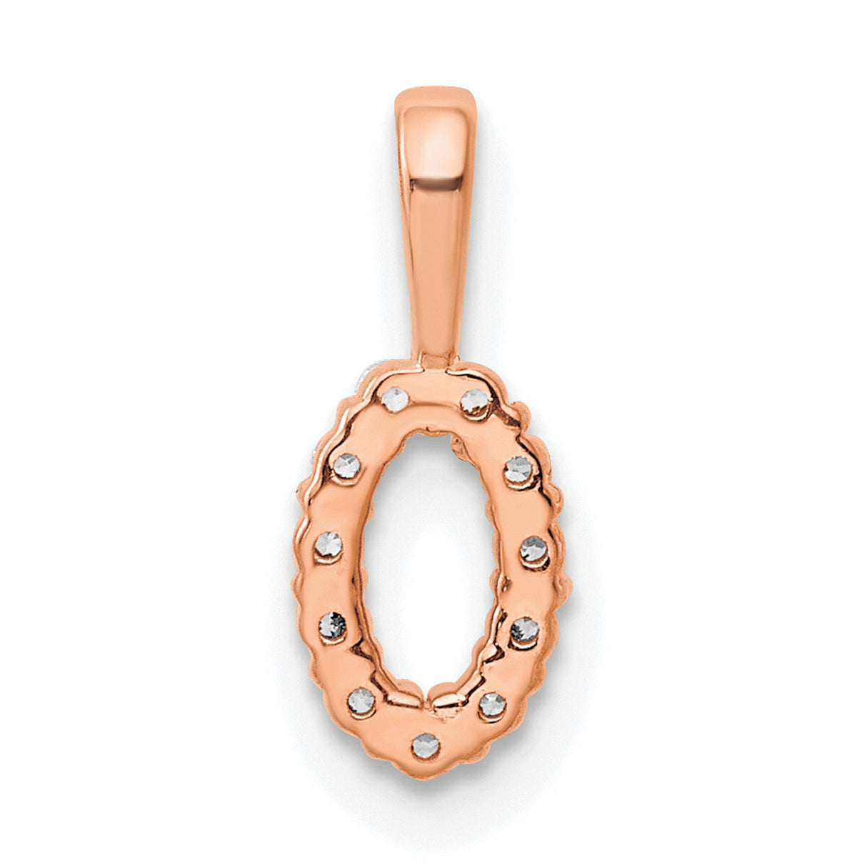 QG- Diamond Number 0 Charm Pendant in Real 14k Rose Gold