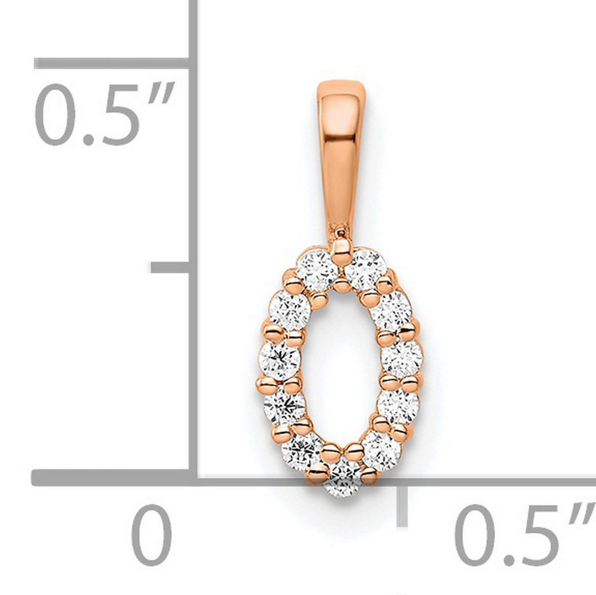 QG- Diamond Number 0 Charm Pendant in Real 14k Rose Gold